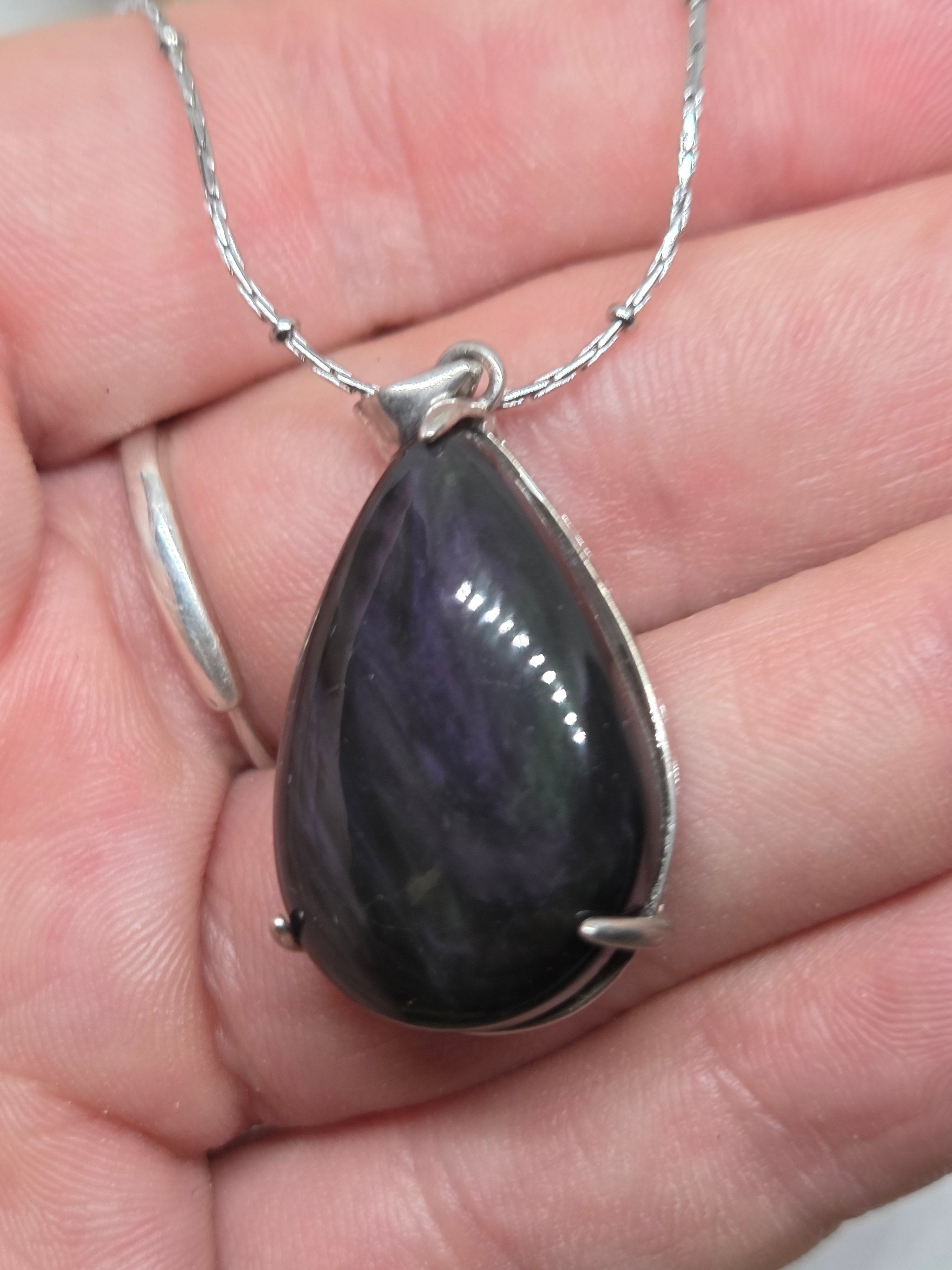 Teardrop Rainbow Obsidian Pendant