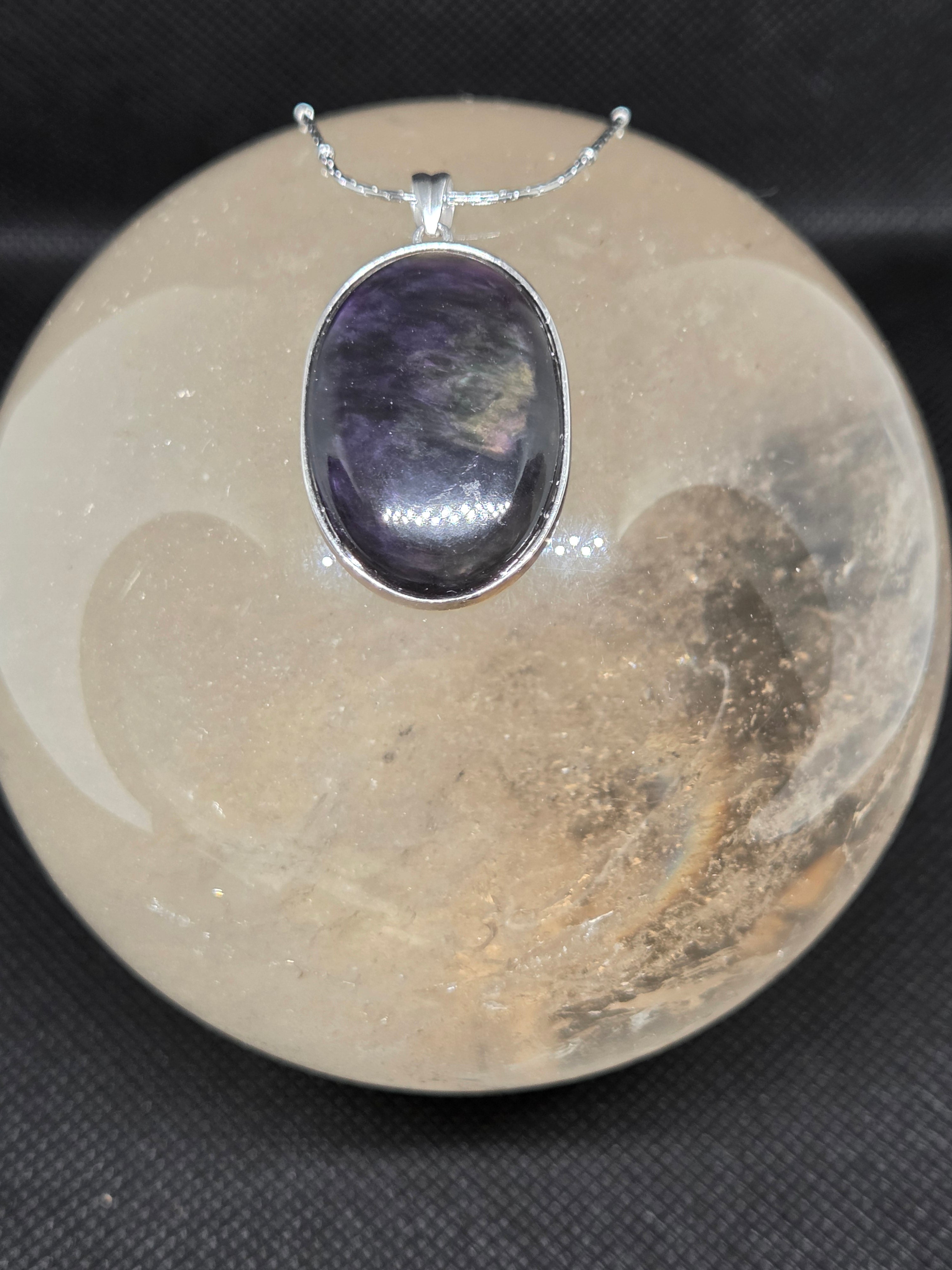 Oval Rainbow Obsidian Pendant